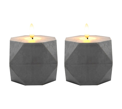 LumaBase 2ct Geometric Candles w/ 3D Wick Flame