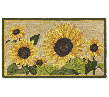 Evergreen Indoor/Outdoor Sunflower Garden Hooked Rug