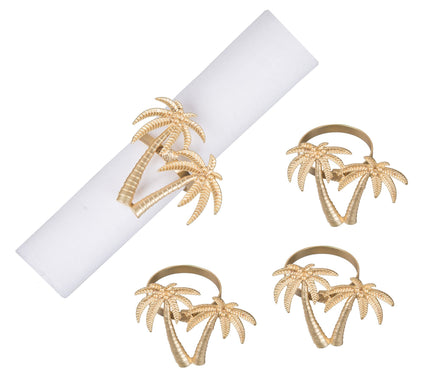 Golden Twin Set of 4 Palm Trees Napkin Rings byValerie