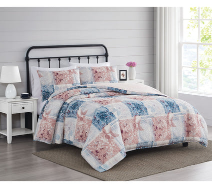 Cannon Textured Lotte Patchwork Fu/Qn 3pc DuvetCover Set