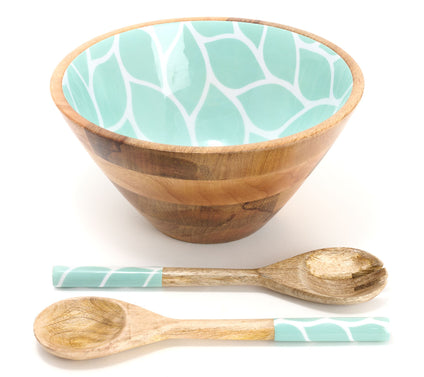 Temp-tations Carved Willow 4-qt Mango Wood Bowl with Servers