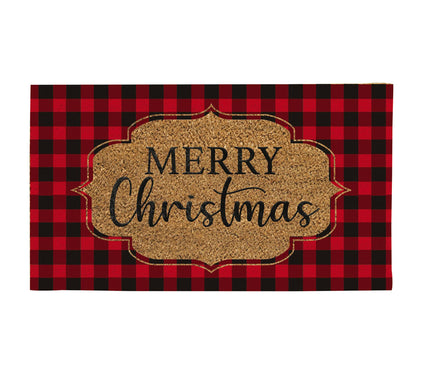 Evergreen Buffalo Check Christmas Coir Fiber Doormat