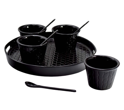 Temp-tations Carved Willow Round Stoneware Serving Set