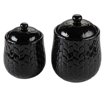 Temp-tations Carved Willow Set of 2 1qt & 2qt Countertop Jars