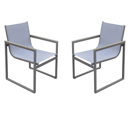 Armen Living Bistro Outdoor Dining Chair in Gray Powder Coated