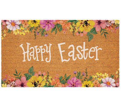 Evergreen 28"x16" Floral Bunny Coir Doormat