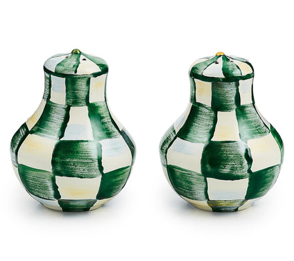 MacKenzie-Childs Emerald Check Salt & Pepper Shakers