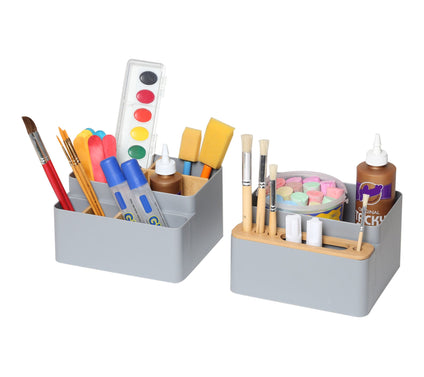 Seville Classics Bamboo Desktop Gray Organizer2 Pack