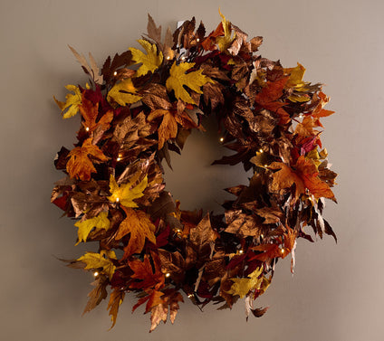 "As Is" 24" Golden Leaf Indoor/Outdoor Harvest Wreath by Kim Gravel