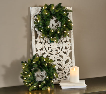 "As Is" Bethlehem Lights S/2 Heritage LED Mini Wreaths