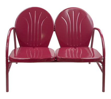 Northlight 42" Outdoor Retro Tulip Steel Loveseat Mulberry