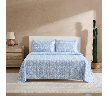 Wrangler Cactus Toile Blue King Microfiber Sheet Set