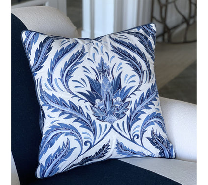 Indigo Series Morris Thistle Indoor/Outdoor Throw Pillow by Va