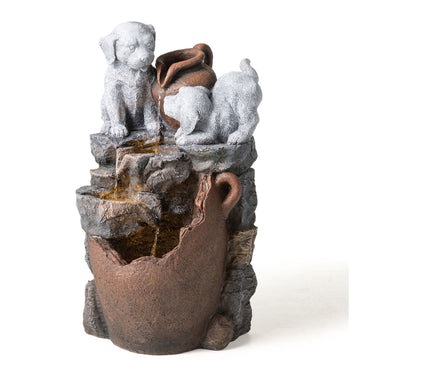 Glitzhome 23.5"H 4-Tiered Dogs and Pot OutdoorFountain
