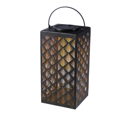 Glitzhome 11"H Textured Glass Pattern Solar Powered Lantern