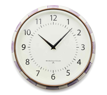 MacKenzie-Childs Violet Check School Wall Clock