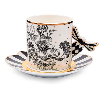MacKenzie-Childs Bee Toile Mug & Saucer Set