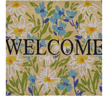 HomeRoots 24" X 36" Floral Welcome Outdoor Mat