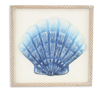 HomeRoots Blue and White Metal Sea Shell BrownWall Art