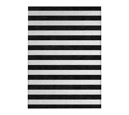 HomeRoots 2' X 3' Black and White Striped Washable Rug