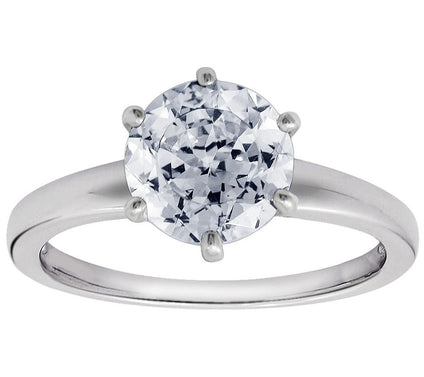 Diamonique 2.00 cttw 100-Facet Solitaire Ring,Platinum Clad