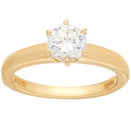 Diamonique 1.00 cttw Solitaire Ring, 14K Yellow Clad
