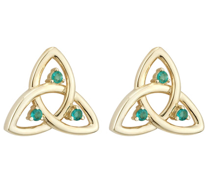 Solvar Emerald Accent Trinity Knot Stud Earrings, 14K