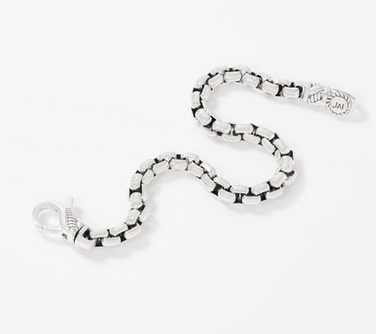 JAI Sterling Silver 5.3mm Round Box Chain Bracelet, 18.2g