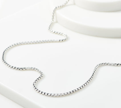 JAI Sterling Silver 2.7mm Box Chain 24" Necklace, 17.60g
