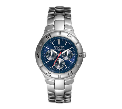 Nautica Men's Stainless Steel Blue Dial Multi-F unction Watch