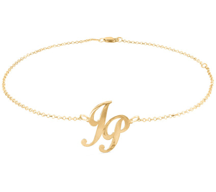 14K Gold Plated Personalized Monogram Ank le Bracelet