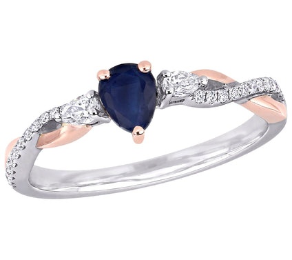 Bellini 0.40 cttw Sapphire & 0.15 cttw Diamo nd Ring, 14K