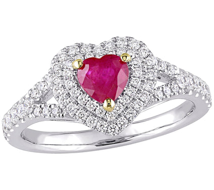 Bellini 0.55 cttw Ruby & 0.40 cttw Diamond HaloRing, 14K