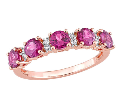 18K Rose Gold-Plated 1.55 cttw Rhodolite & Whit e Topaz Ring