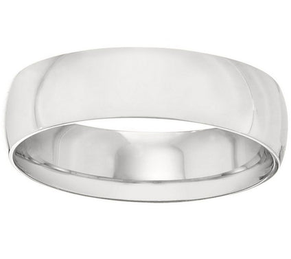 Men's 14K White Gold 6mm Half Round Wedding Band
