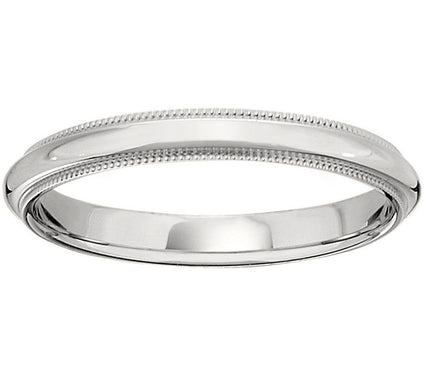 Men's 18K White Gold 3mm Milgrain Wedding Band