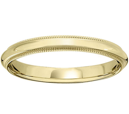 Men's 14K Yellow Gold 3mm Milgrain Wedding Band