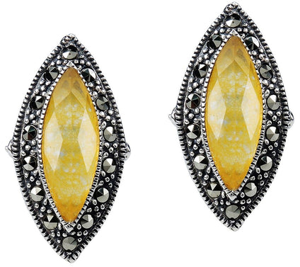 Suspicion Sterling Quartz Doublet & Marcasite Earrings