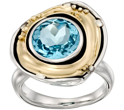 Hagit Sterling & 14K Gold 5.00 ct Blue Topaz Ring