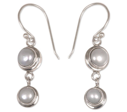 Artisan Crafted Cultured Pearl Dangle Earrings,Sterling