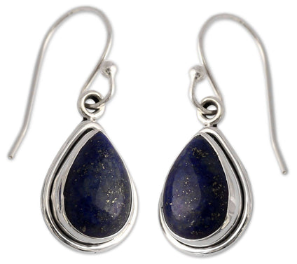 Novica Artisan Crafted Sterling Lapis Dangle Earrings