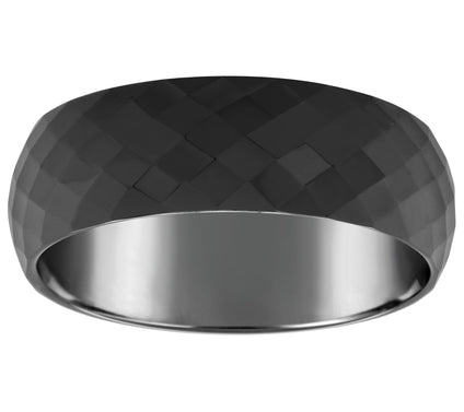 8mm Men's Black Ceramic Faceted Wedding Band