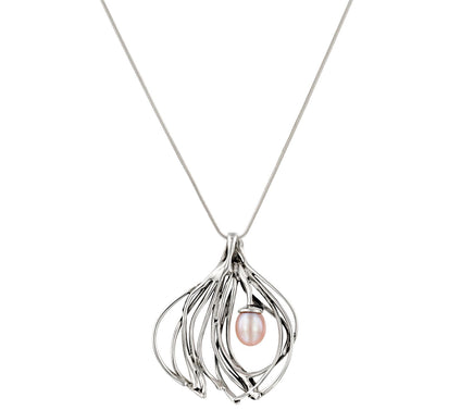 Hagit Sterling Cultured Pearl Pendant w/ Chain