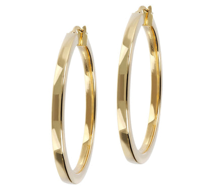 Veronese 18K Clad 1-1/2" Round Polished Hoop Earrings