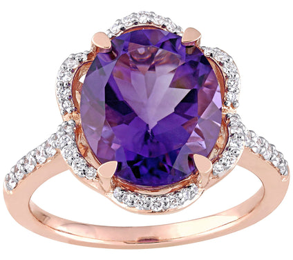 Bellini 4.00 cttw Amethyst & 4/10 cttw Diamond Cocktail Ring