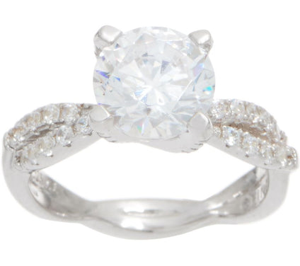 Diamonique 2.50 ct Twisted Shank Bridal Ring, Sterling