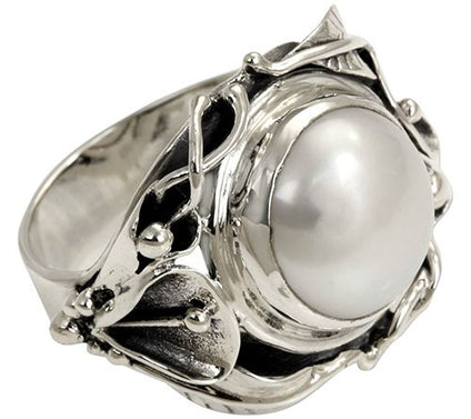 Novica Artisan Crafted Sterling 12mm Cultured Pearl Ring