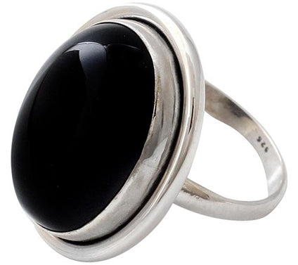 Novica Artisan Crafted Sterling Oval Onyx Ring