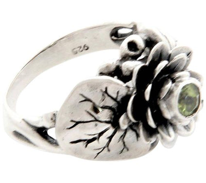 Novica Artisan Crafted Sterling Peridot F lowerRing