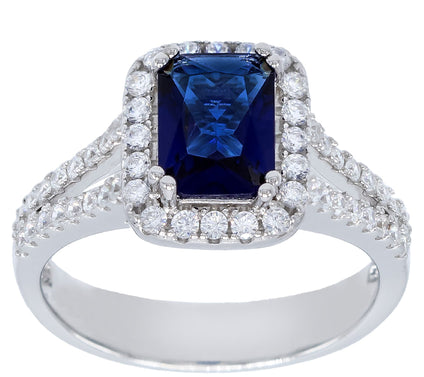 Diamonique 2.80 cttw Halo Engagement Ring, Sterling Silver